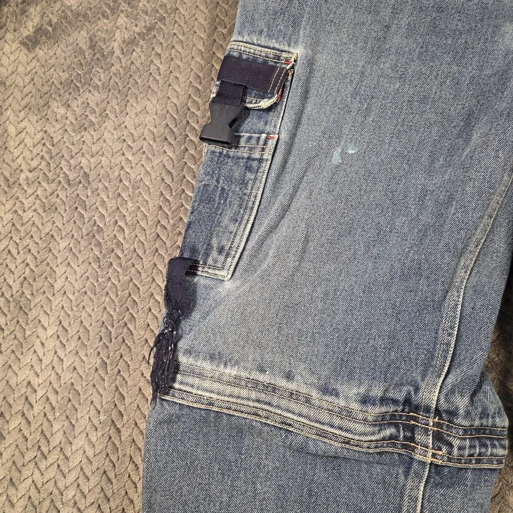 Vintage Bugle Boy Convertible Cargo Jeans Mens 32x28 Baggy Y2K Distressed Skater